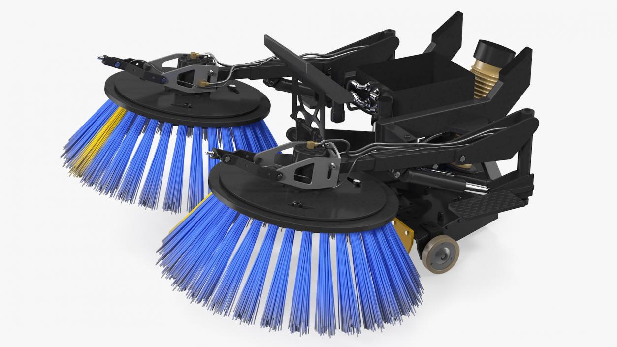 Road Sweeper Brushes Mechanism Rigged 3D