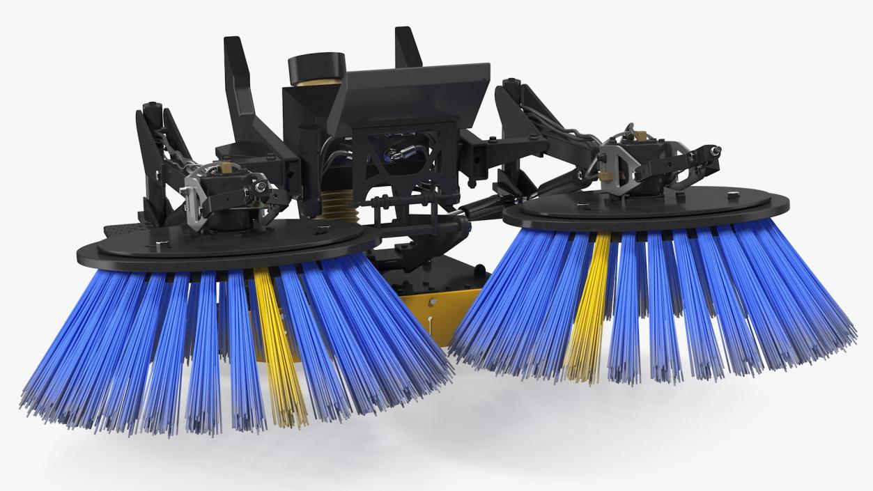 Road Sweeper Brushes Mechanism Rigged 3D