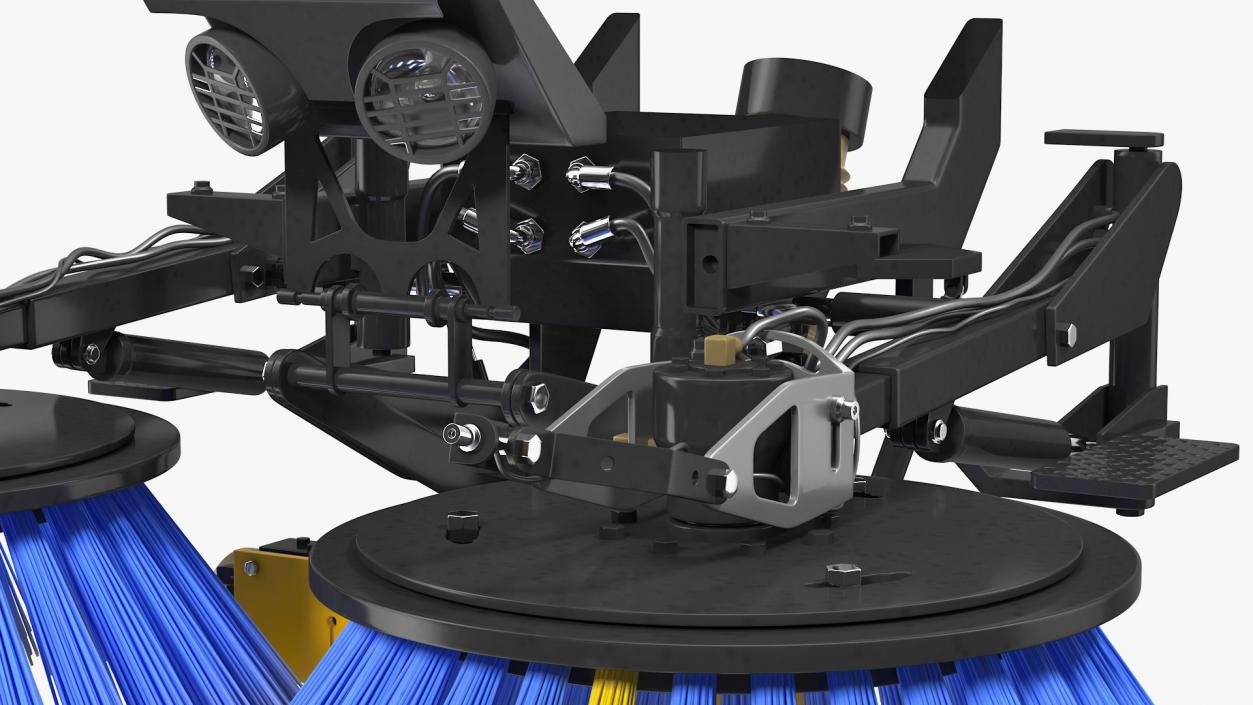 Road Sweeper Brushes Mechanism Rigged 3D