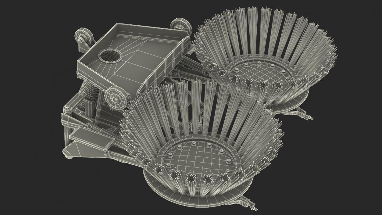 Road Sweeper Brushes Mechanism Rigged 3D