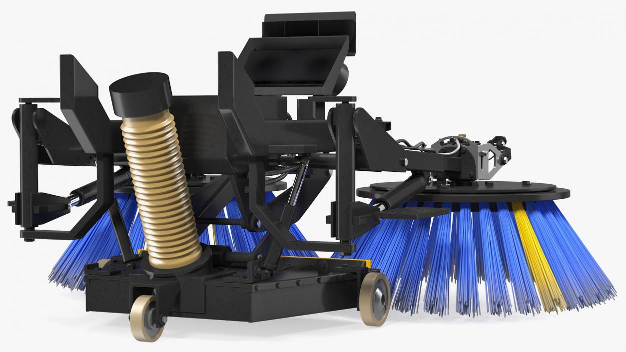 Road Sweeper Brushes Mechanism Rigged 3D