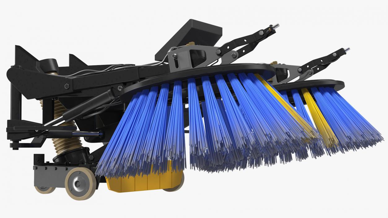 Road Sweeper Brushes Mechanism Rigged 3D