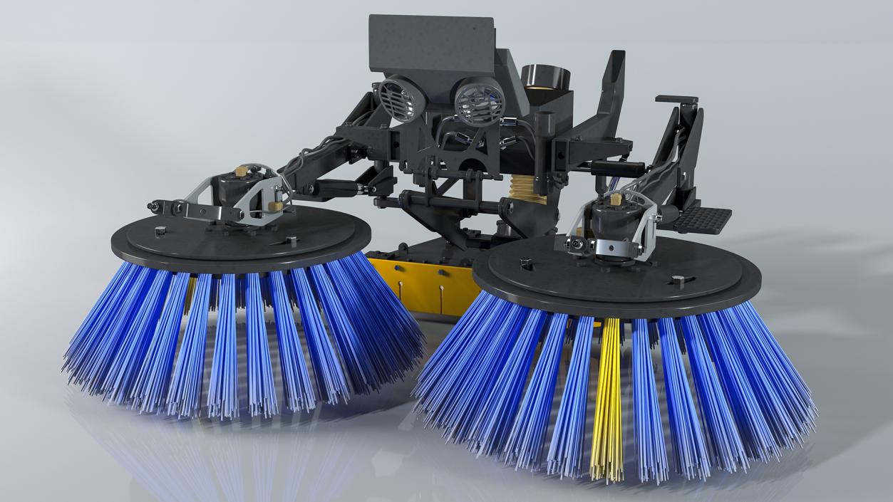 Road Sweeper Brushes Mechanism Rigged 3D