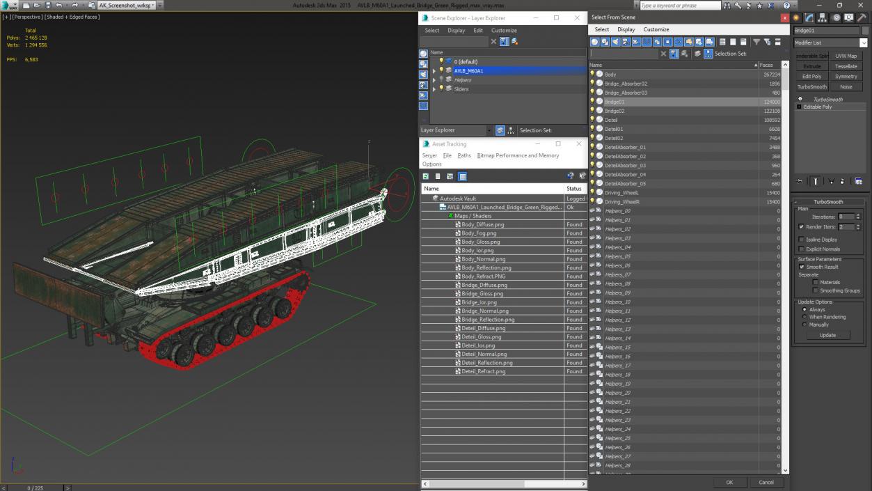 Armored Vehicle Launched Bridge AVLB M60A1 Rigged 3D model