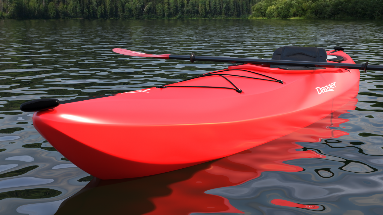 3D model Recreational Kayak with Paddle