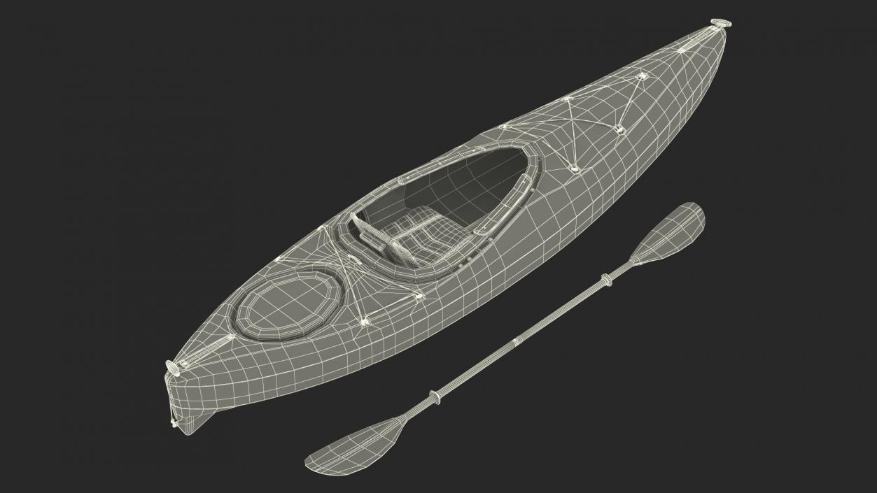 3D model Recreational Kayak with Paddle