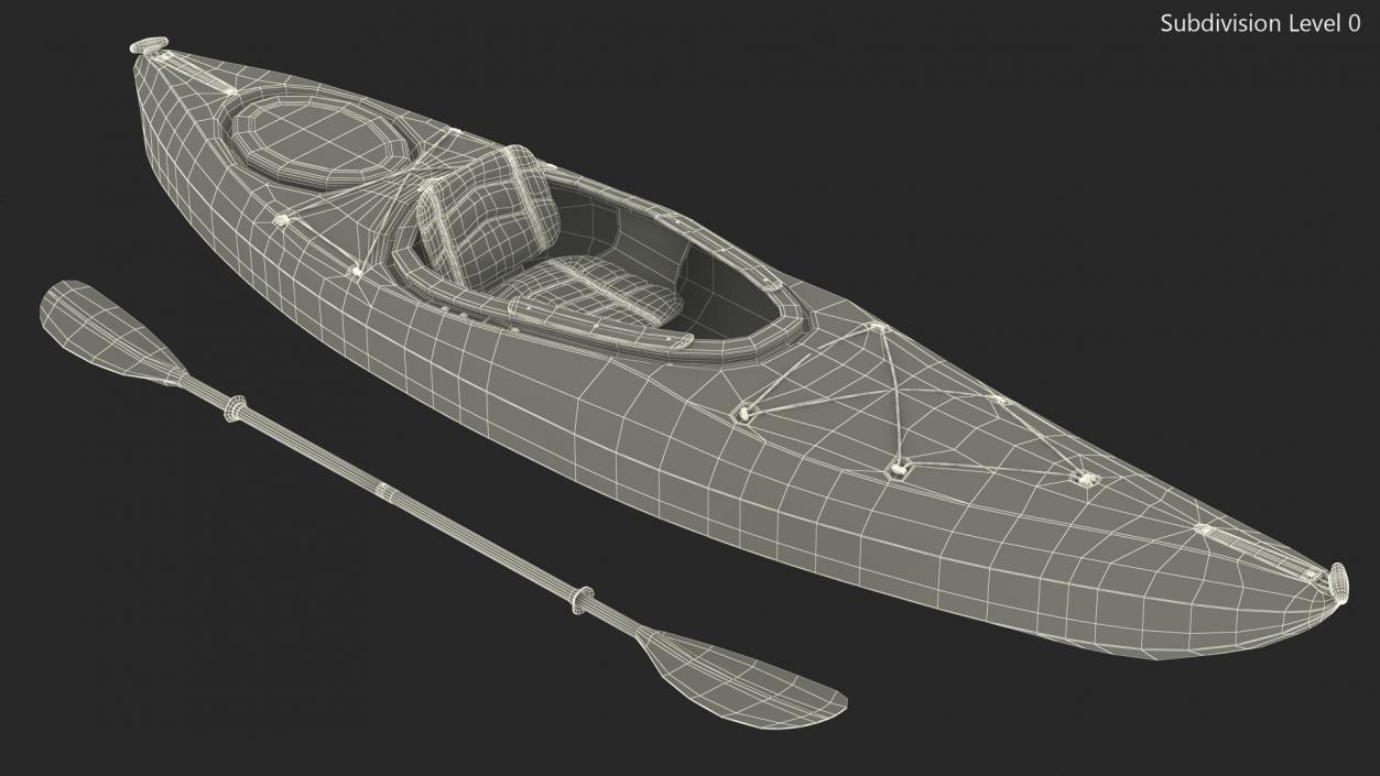 3D model Recreational Kayak with Paddle