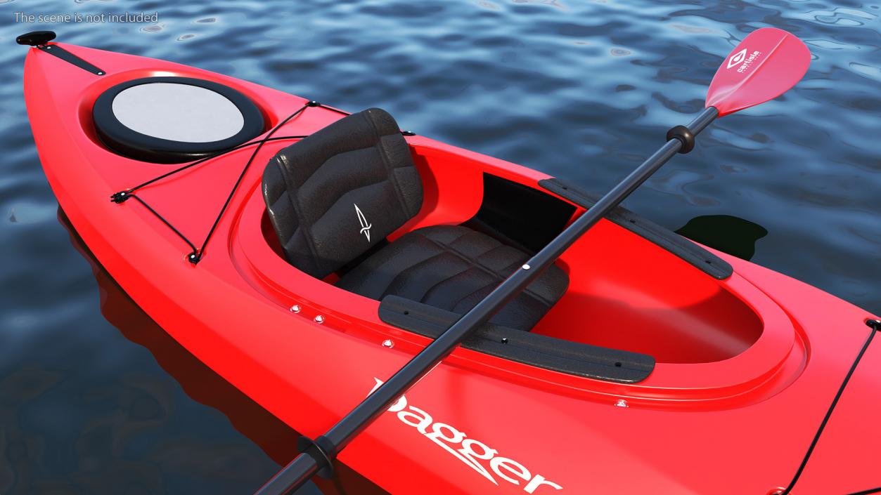 3D model Recreational Kayak with Paddle