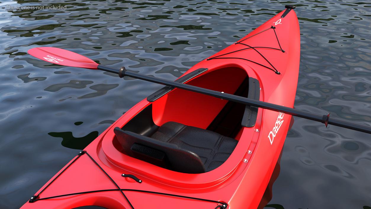 3D model Recreational Kayak with Paddle