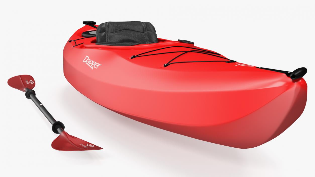 3D model Recreational Kayak with Paddle