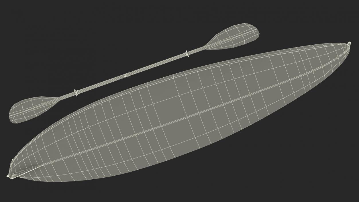 3D model Recreational Kayak with Paddle