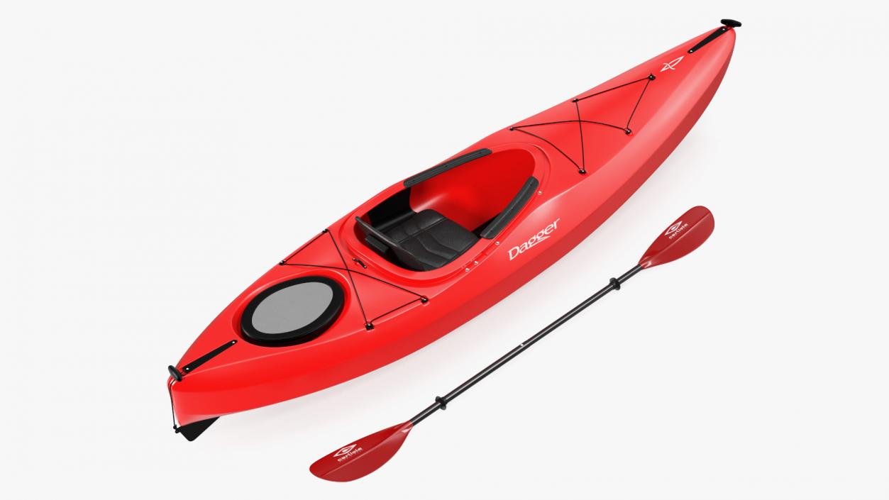 3D model Recreational Kayak with Paddle