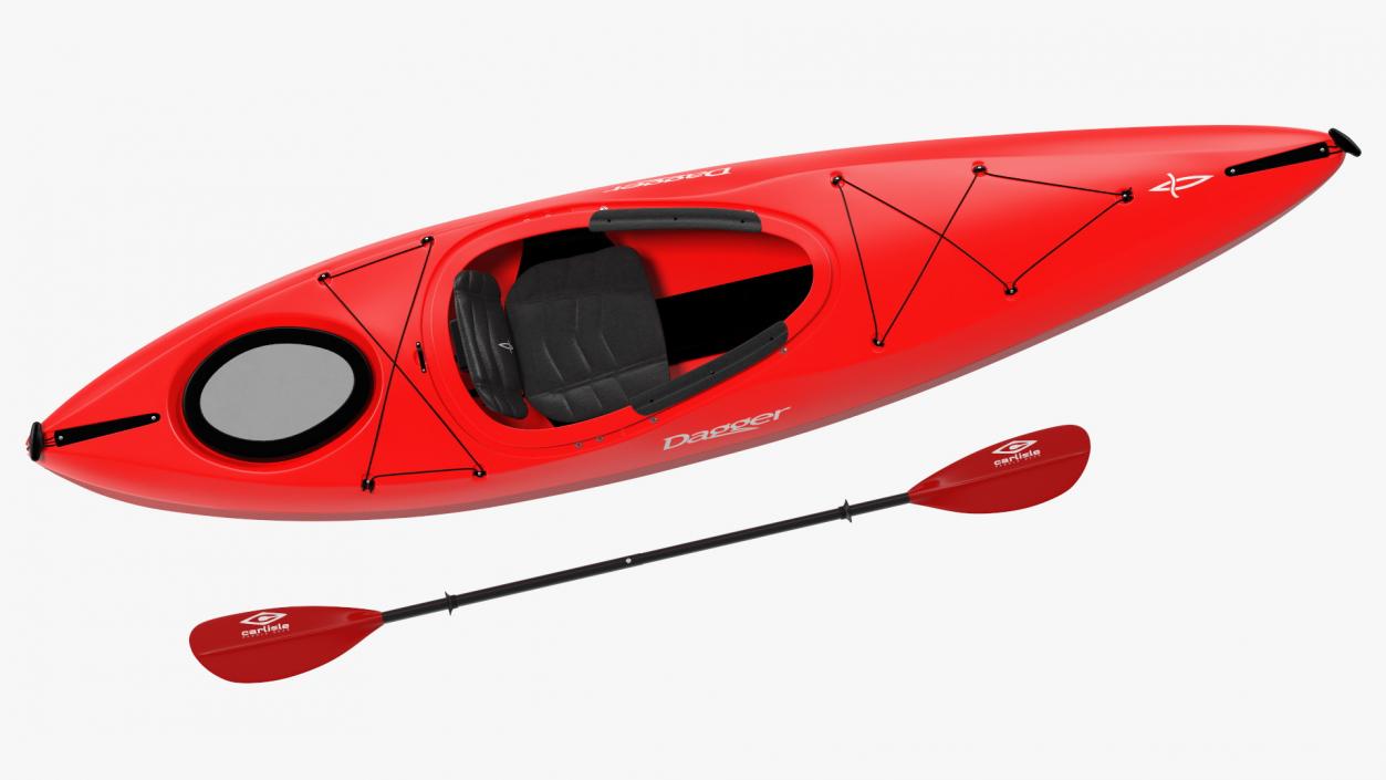 3D model Recreational Kayak with Paddle