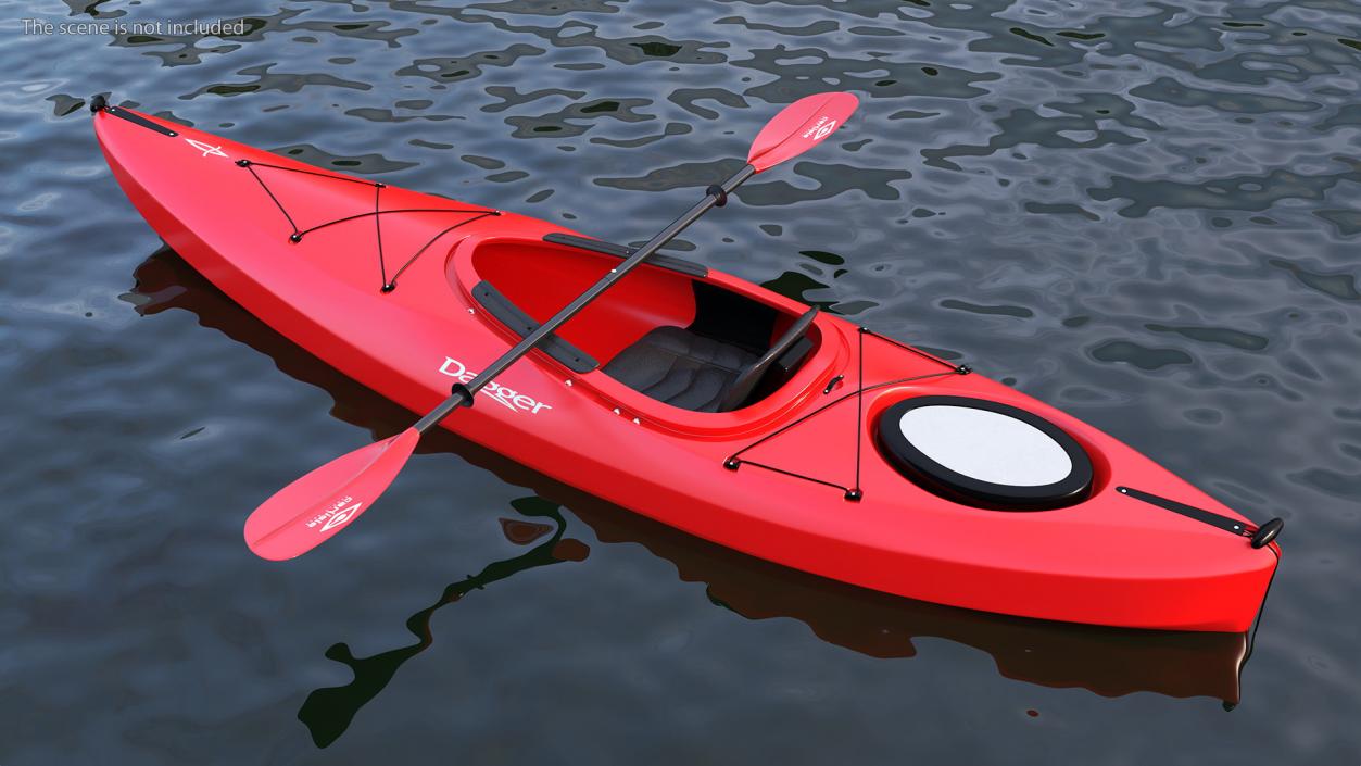 3D model Recreational Kayak with Paddle