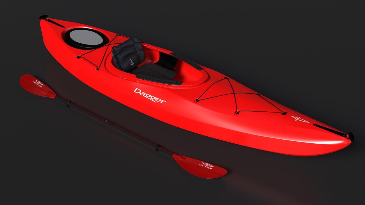 3D model Recreational Kayak with Paddle