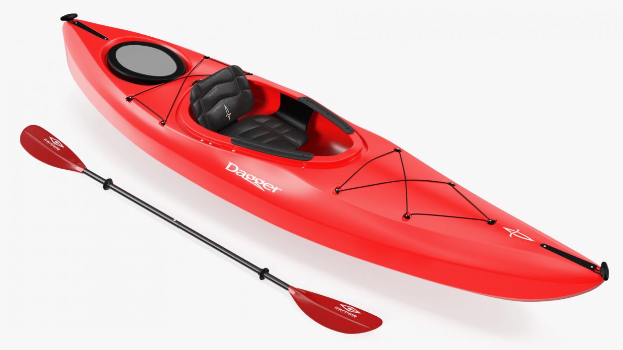 3D model Recreational Kayak with Paddle