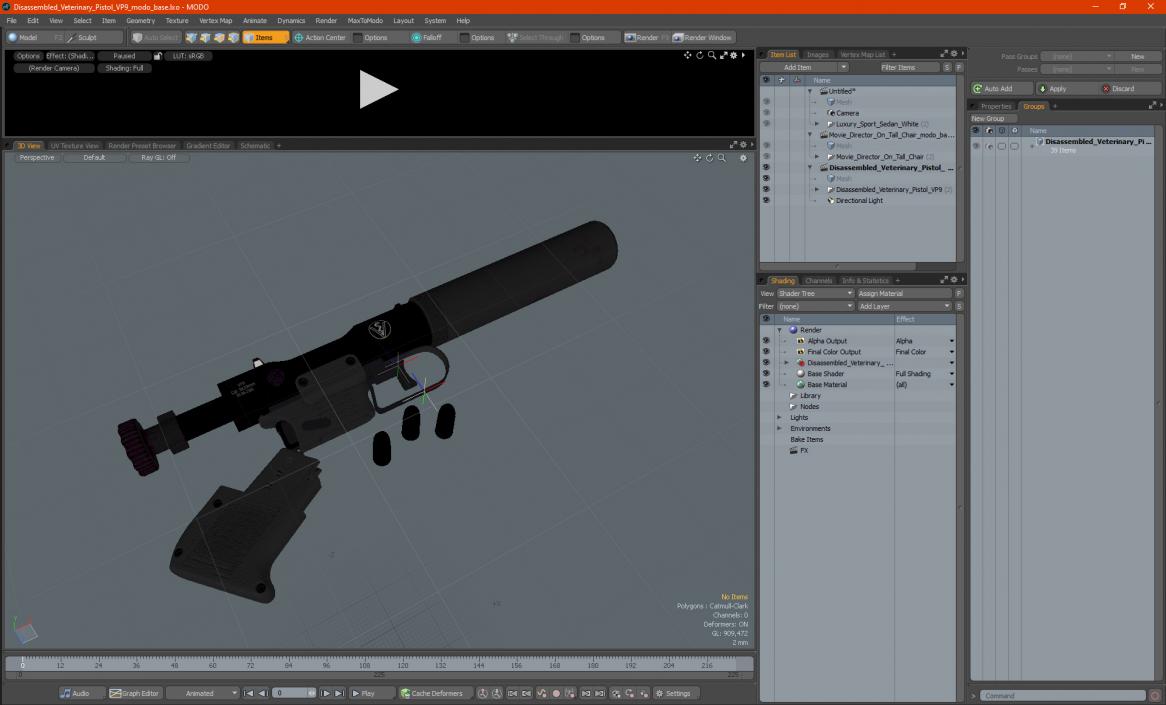 Disassembled Veterinary Pistol VP9 3D model