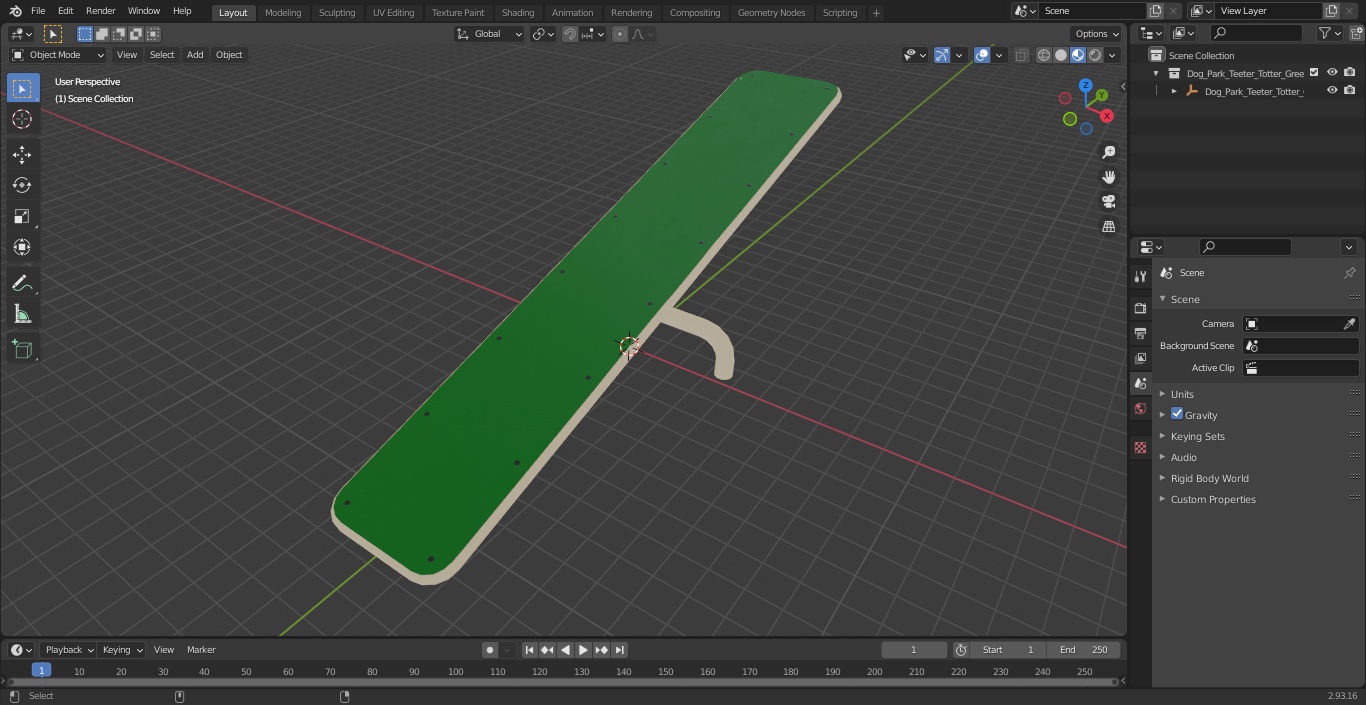 3D Dog Park Teeter Totter Green model