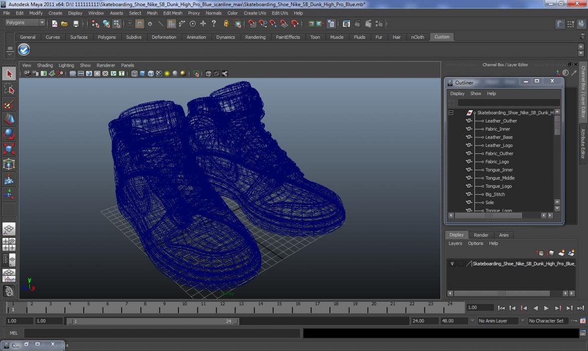 3D model Skateboarding Shoe Nike SB Dunk High Pro Blue