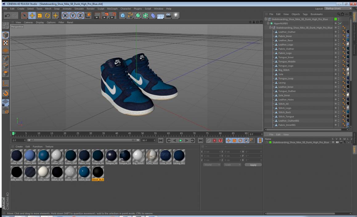 3D model Skateboarding Shoe Nike SB Dunk High Pro Blue