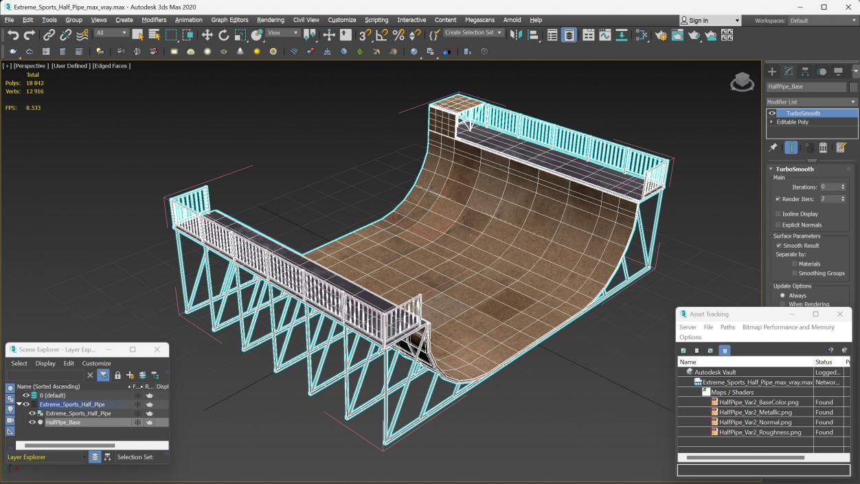 Extreme Sports Half Pipe 3D model