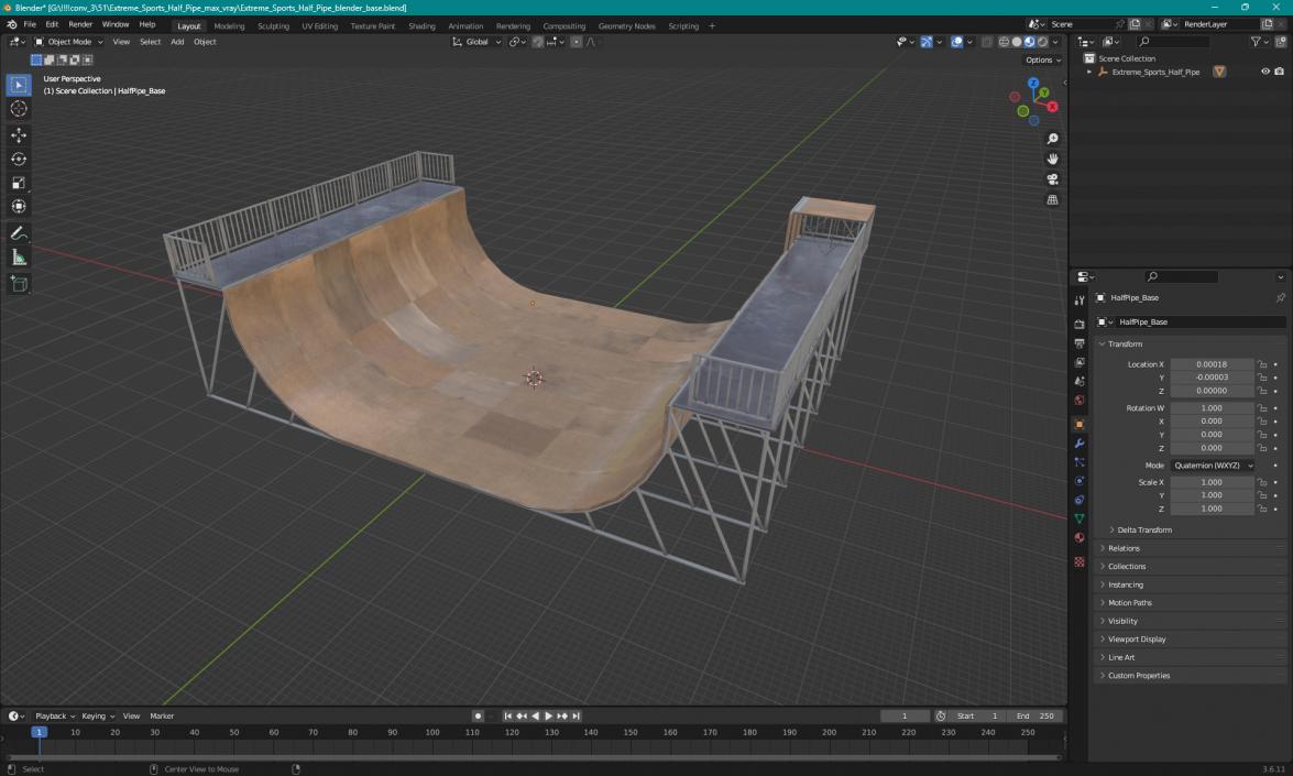 Extreme Sports Half Pipe 3D model