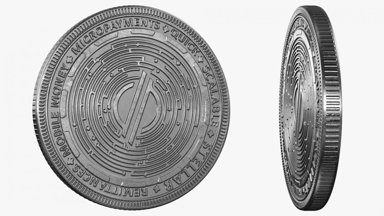 Stellar Lumens XLM Physical Coin Silver 3D model