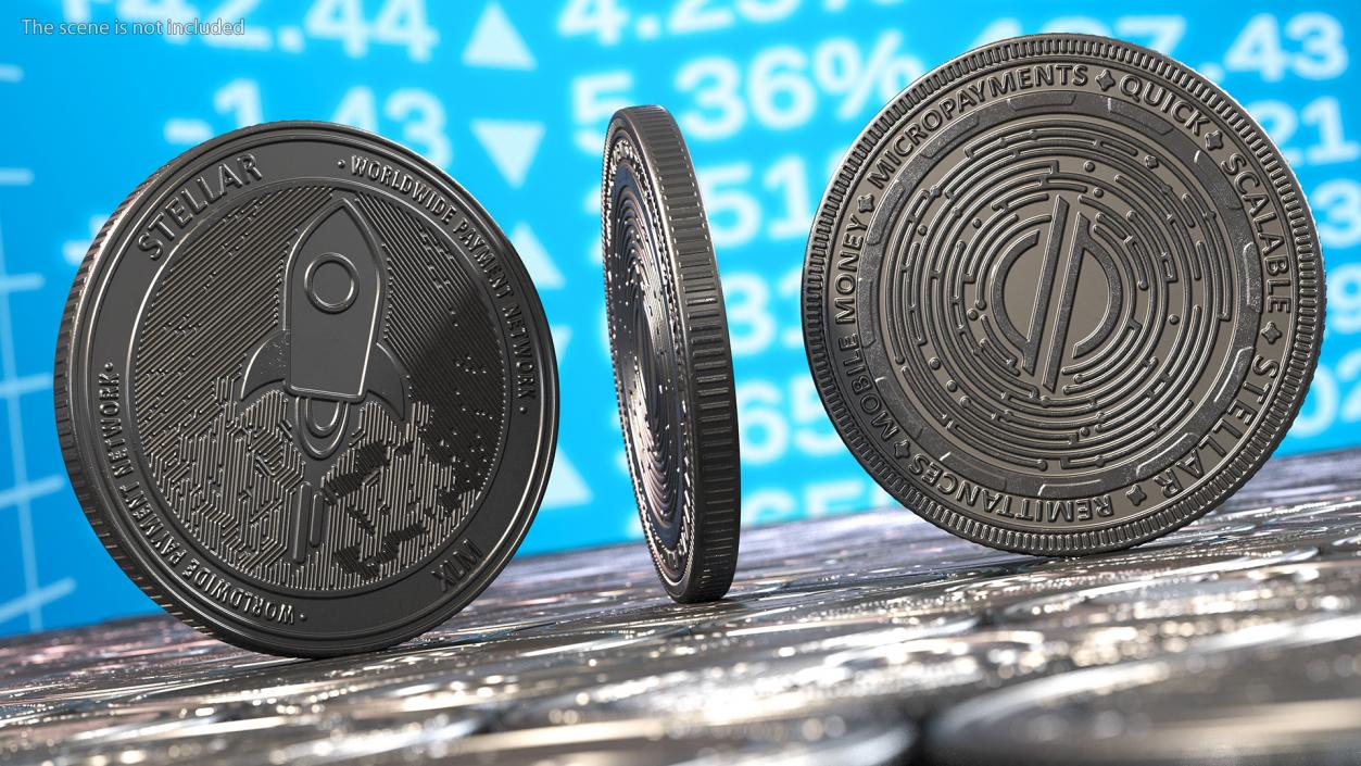 Stellar Lumens XLM Physical Coin Silver 3D model