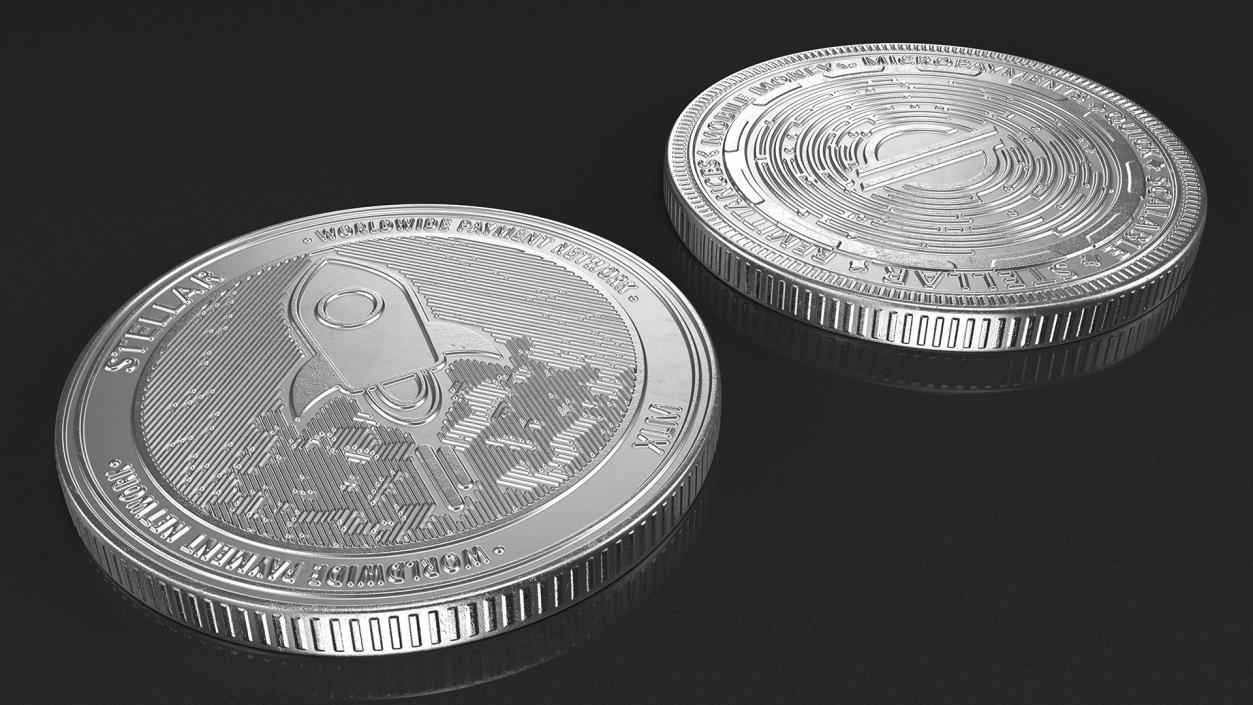 Stellar Lumens XLM Physical Coin Silver 3D model