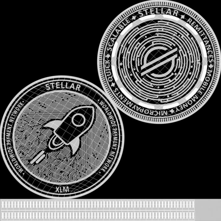 Stellar Lumens XLM Physical Coin Silver 3D model