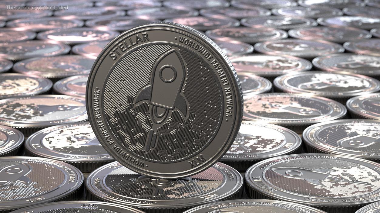 Stellar Lumens XLM Physical Coin Silver 3D model