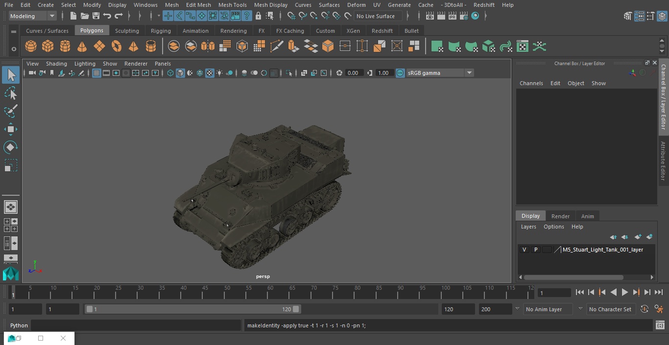 3D model M5 Stuart Light Tank