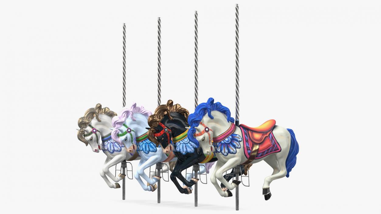 Carousel Galloping Horses Set 3D model