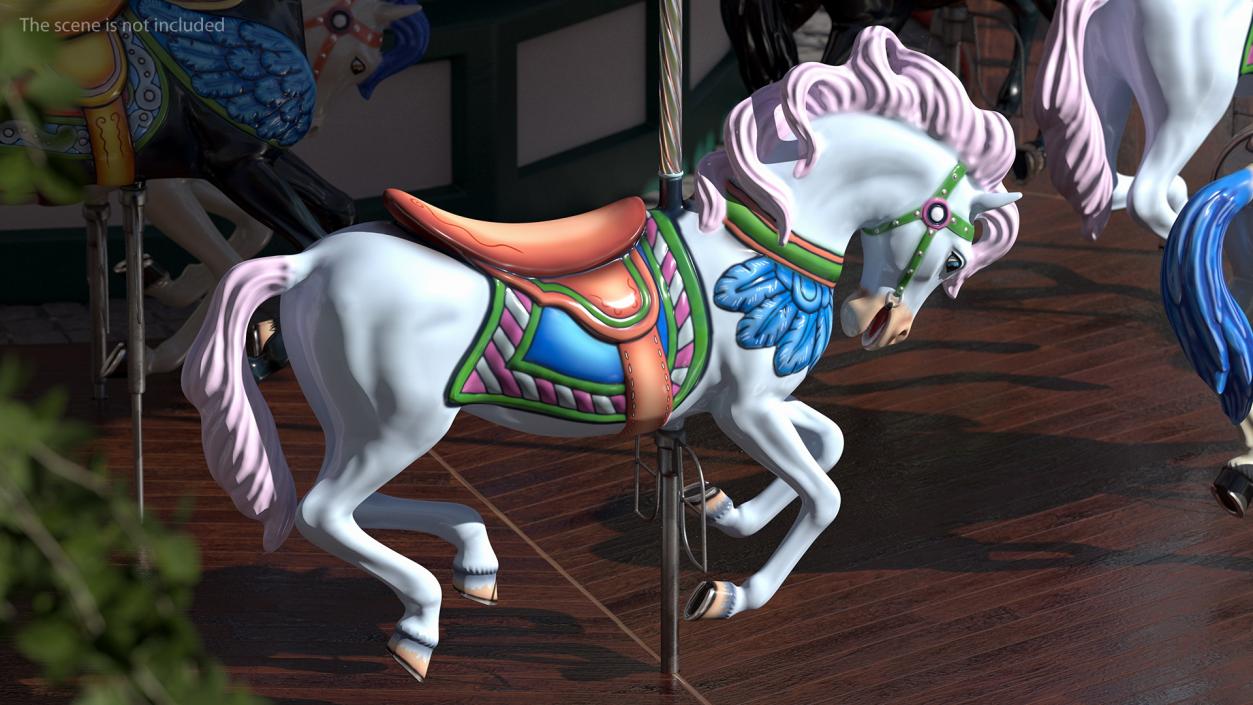 Carousel Galloping Horses Set 3D model