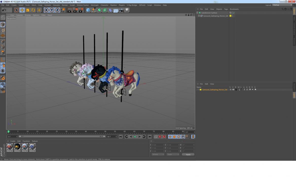 Carousel Galloping Horses Set 3D model