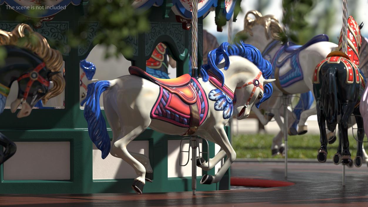 Carousel Galloping Horses Set 3D model