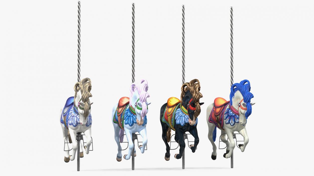 Carousel Galloping Horses Set 3D model