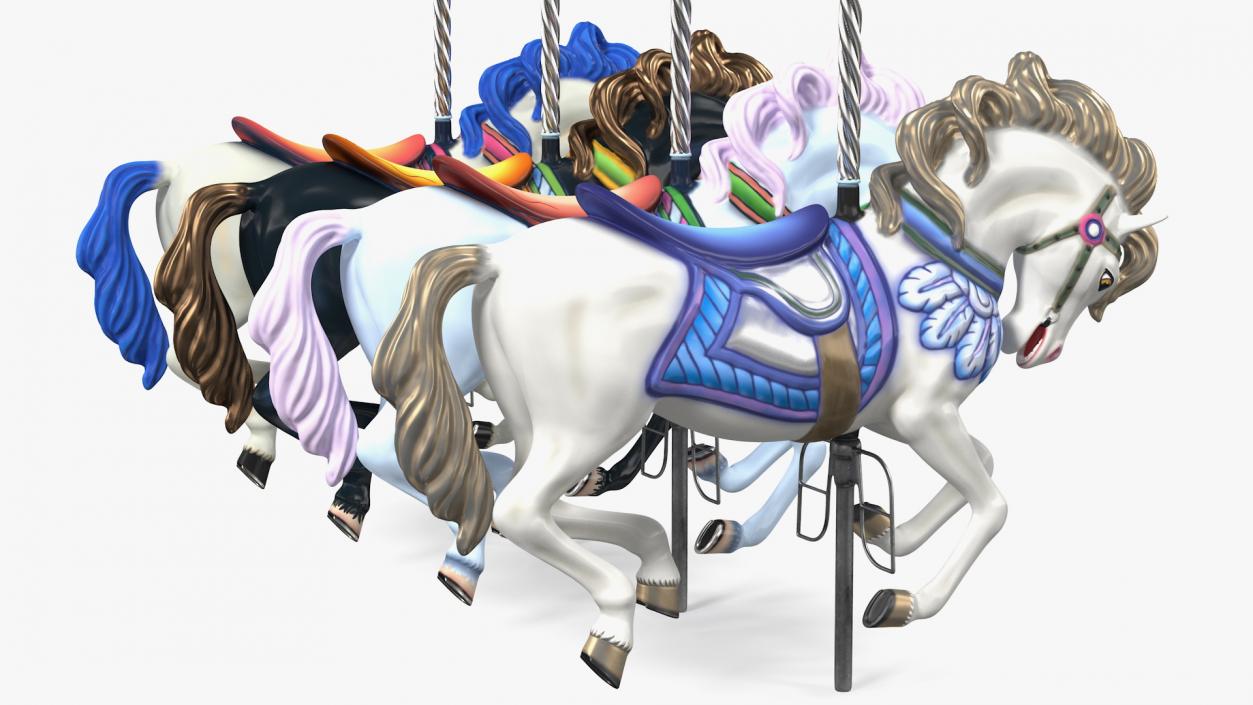 Carousel Galloping Horses Set 3D model