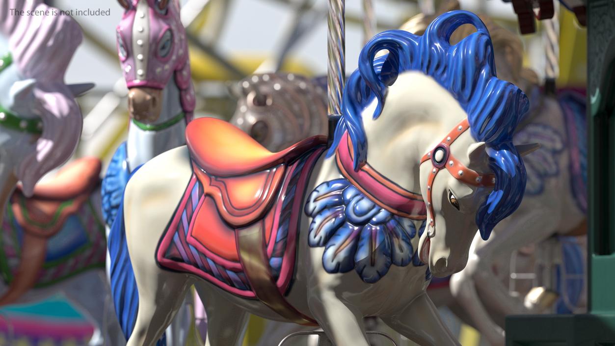 Carousel Galloping Horses Set 3D model