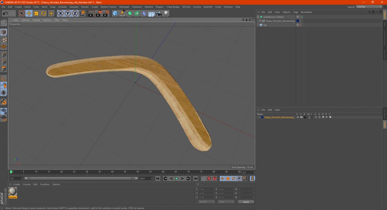 Heavy Wooden Boomerang 3D