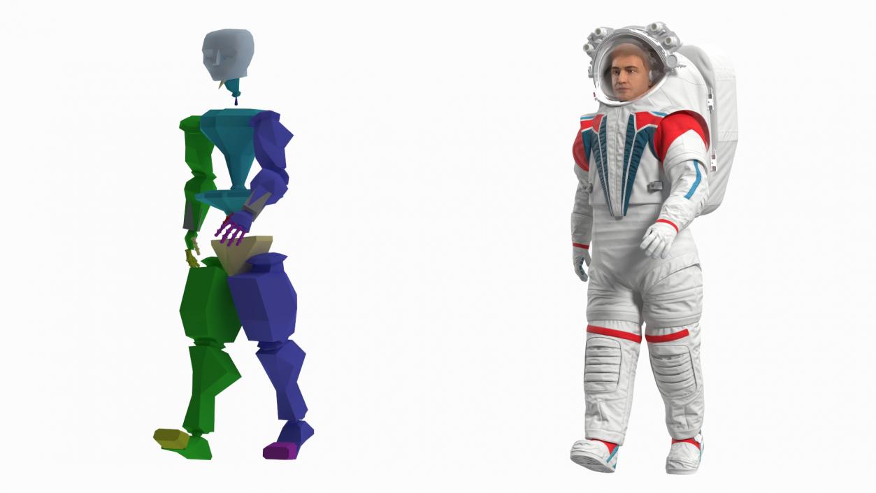 Astronaut Wearing Futuristic Spacesuit Fur Rigged 3D model