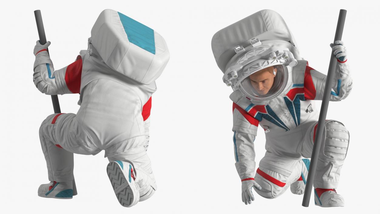 Astronaut Wearing Futuristic Spacesuit Fur Rigged 3D model