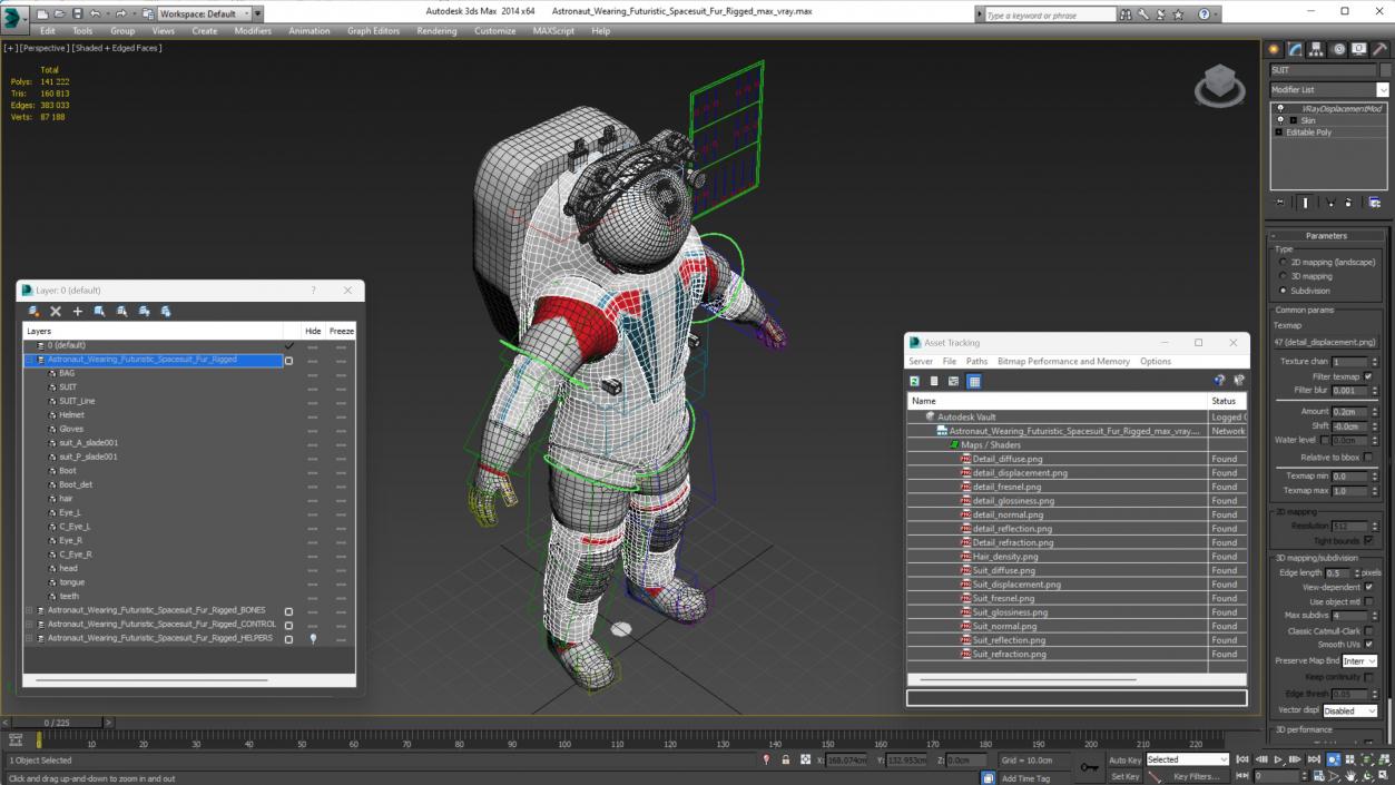 Astronaut Wearing Futuristic Spacesuit Fur Rigged 3D model