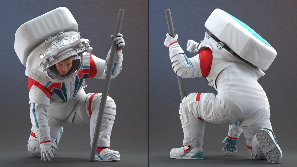 Astronaut Wearing Futuristic Spacesuit Fur Rigged 3D model