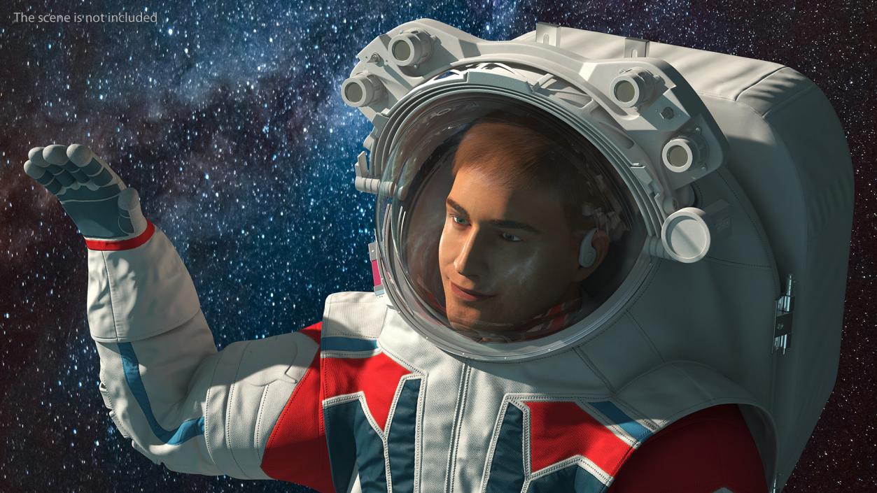 Astronaut Wearing Futuristic Spacesuit Fur Rigged 3D model