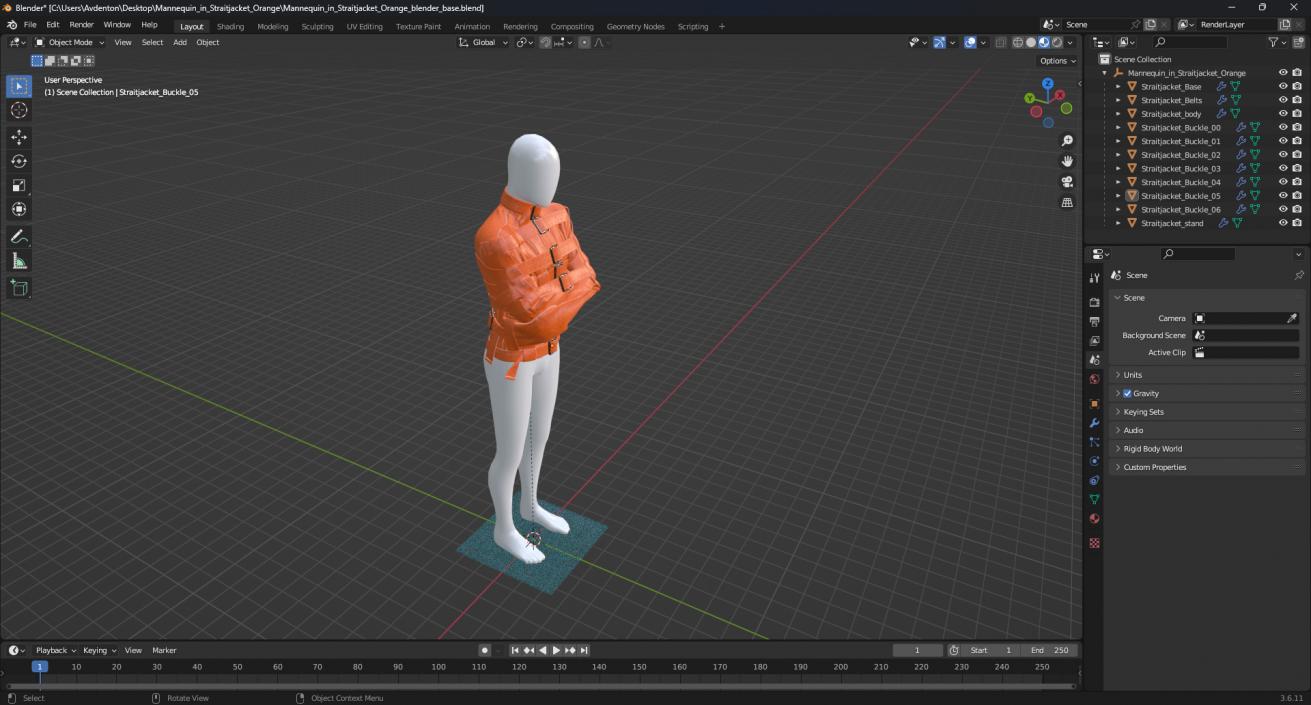 Mannequin in Straitjacket Orange 3D