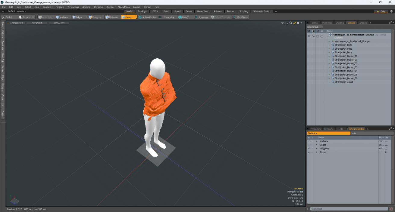 Mannequin in Straitjacket Orange 3D