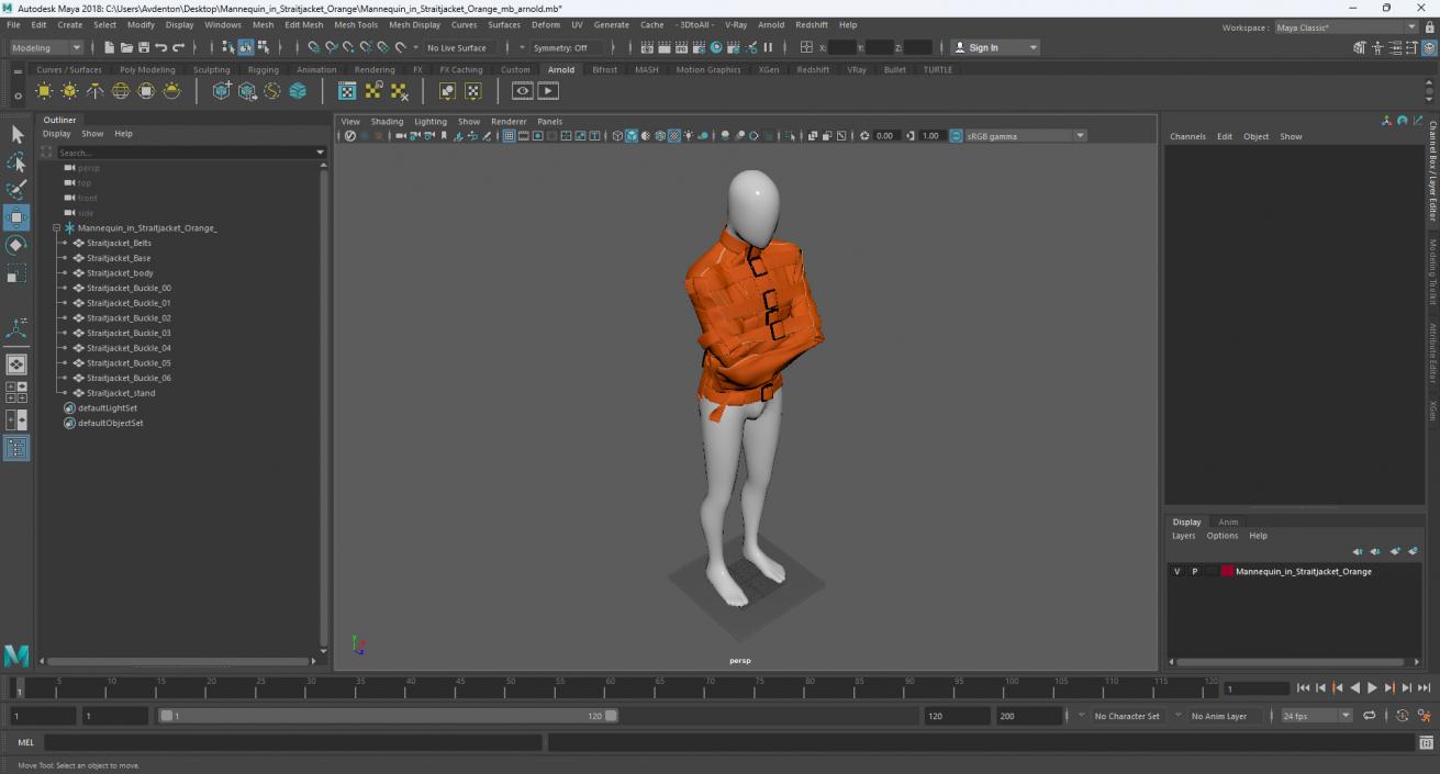 Mannequin in Straitjacket Orange 3D