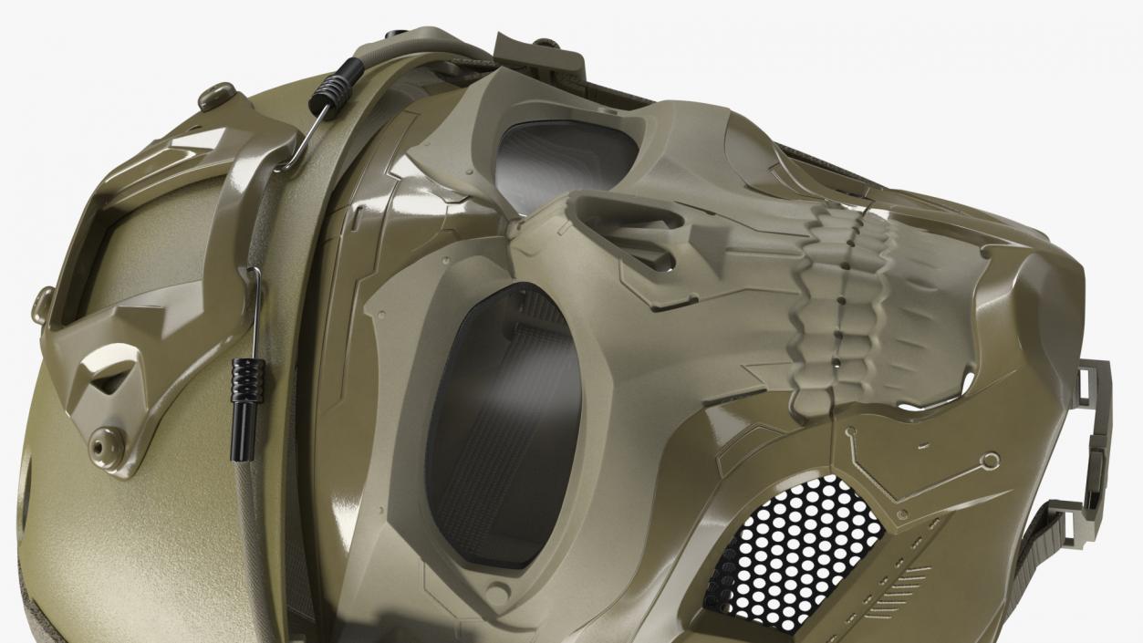 3D Khaki Airsoft Tactical Helmet and Mask model