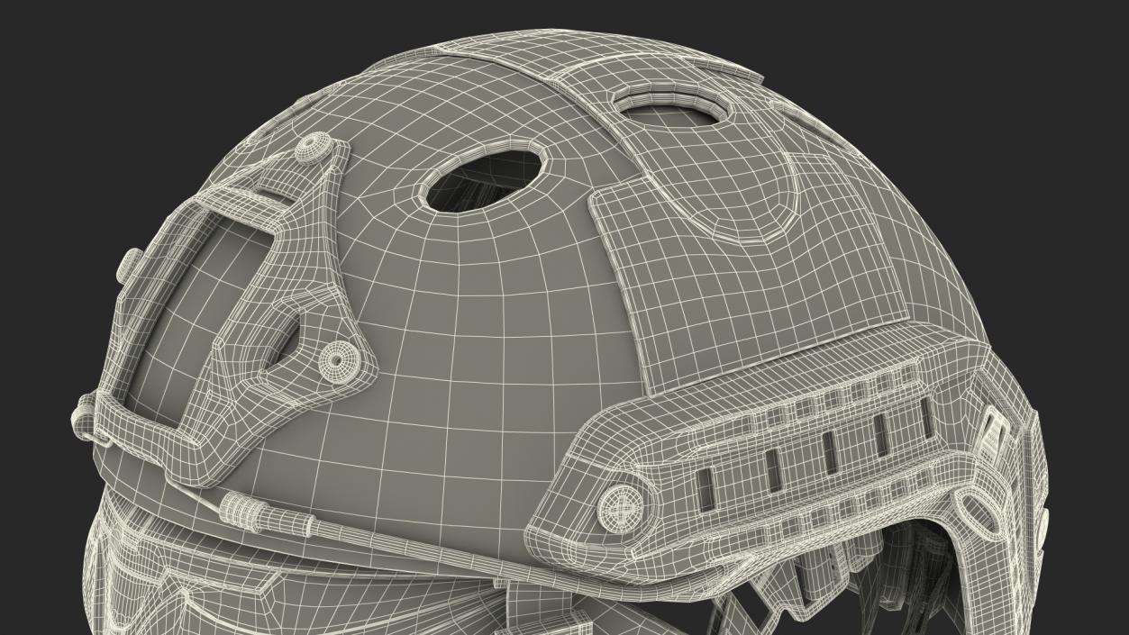 3D Khaki Airsoft Tactical Helmet and Mask model